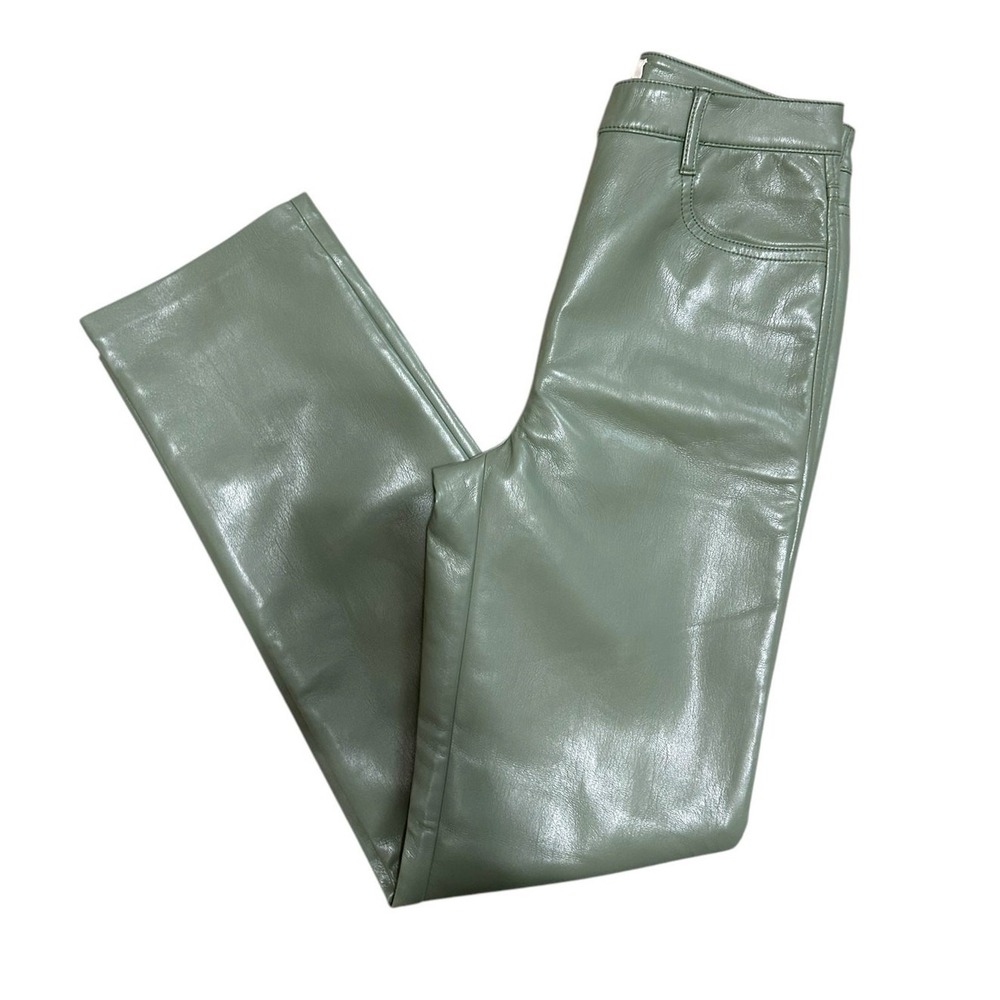 Wilfred‎ Melina Vegan Leather Pants Sage Green High Rise Straight Leg Size 2